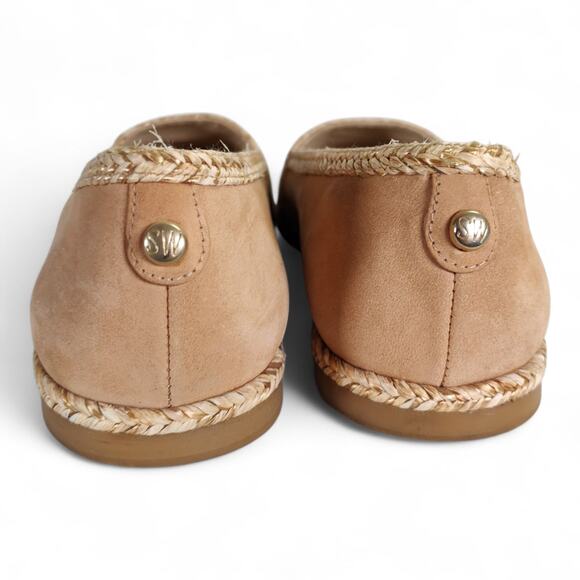 Stuart Weitzman Beige Nubuck Espadrille Flats 7 Braided Trim Cap Toe Spain - Picture 11 of 15